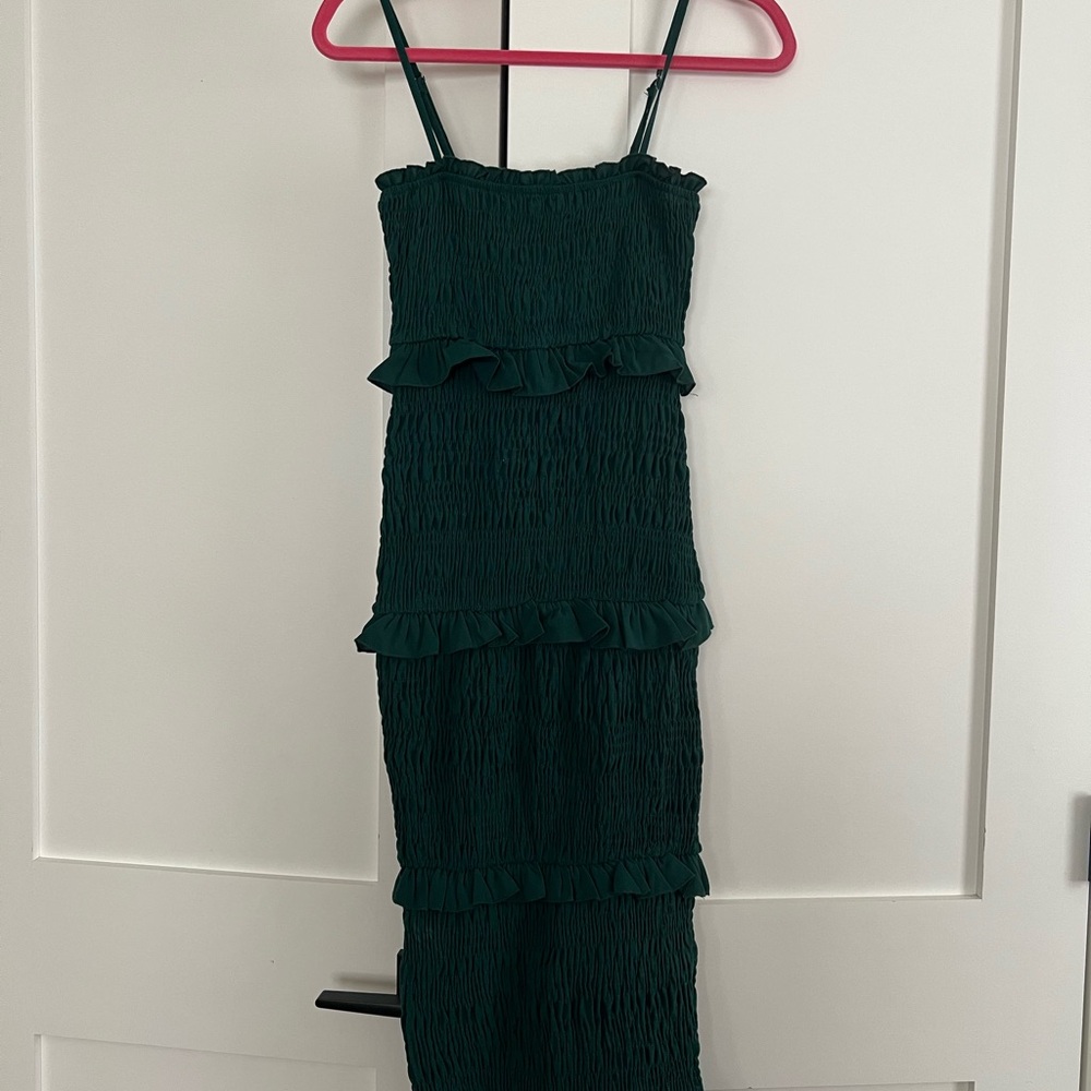 Midi Green Ruffle Dress
